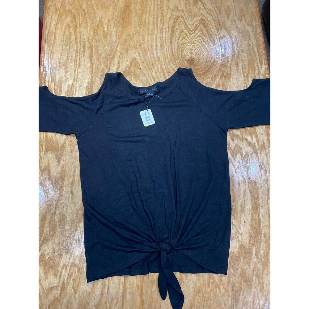 Sanctuary Shirt Top Womens Medium Blue Knot Front Long Sleeve Casual Preppy B61